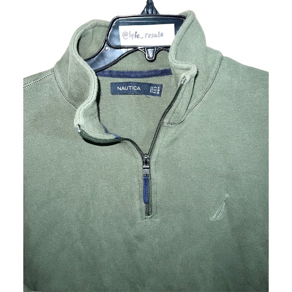 Nautica Fleece Men’s Size XL Green 1/4 Zip Long Sleeve - Picture 2 of 4